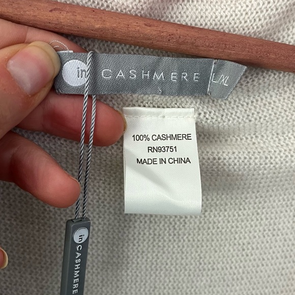 InCashmere 100% Cashmere Sleeveless Vest Cream/Melon/Fuchsia Size L/XL NWT - Picture 6 of 8